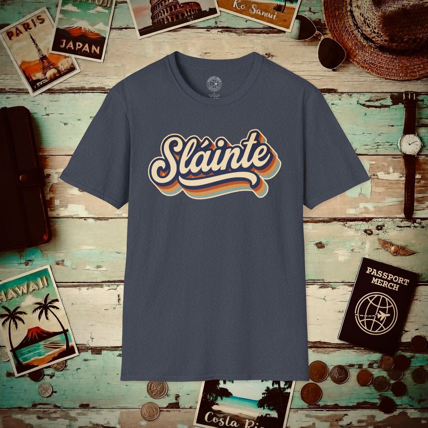 Sláinte (Classic 70s), Ireland T-Shirt Heather Navy / S