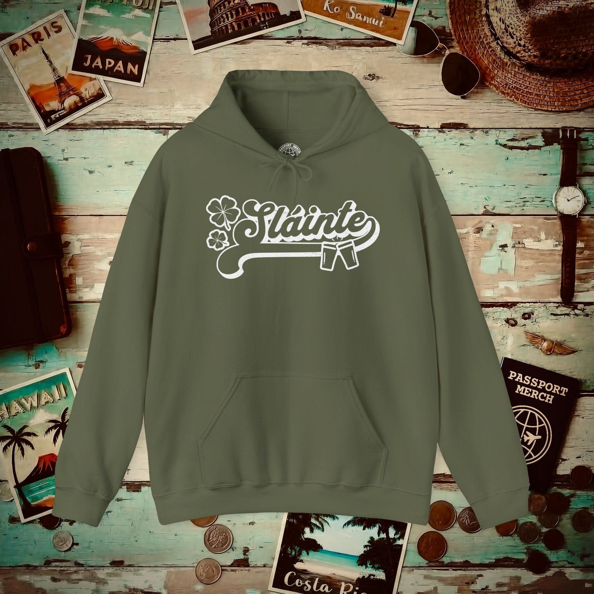 Sláinte, Ireland Hoodie Military Green / S