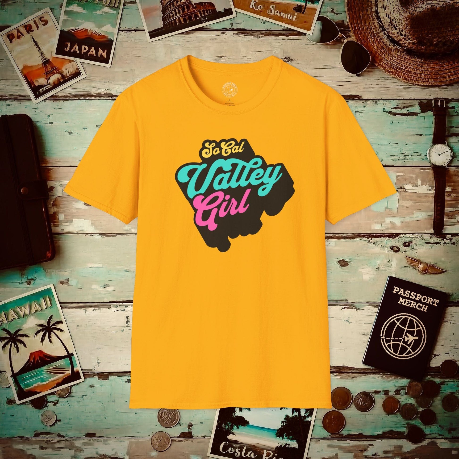 SoCal Valley Girl, California T-Shirt Gold / S