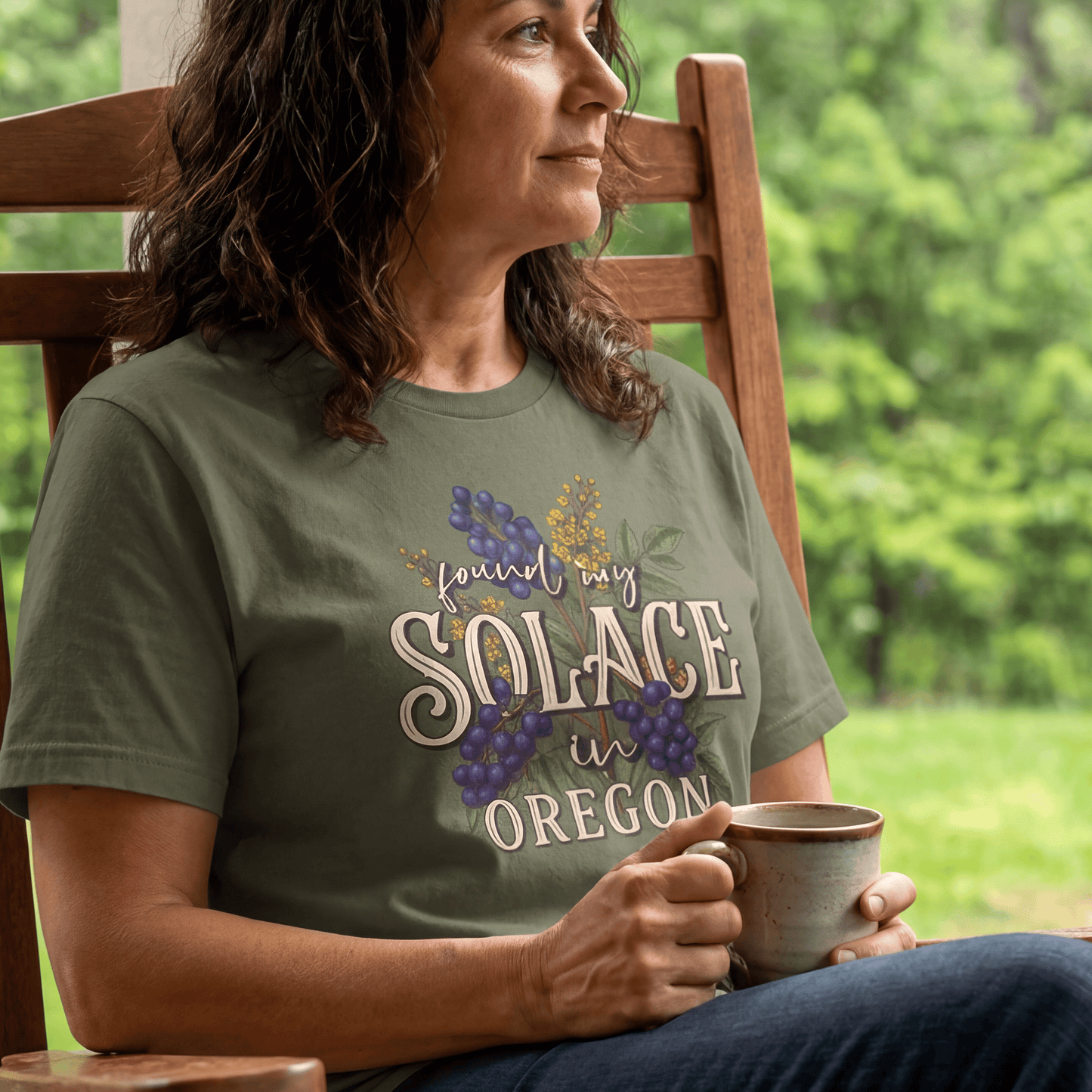 Solace in Oregon T-Shirt Military Green / S