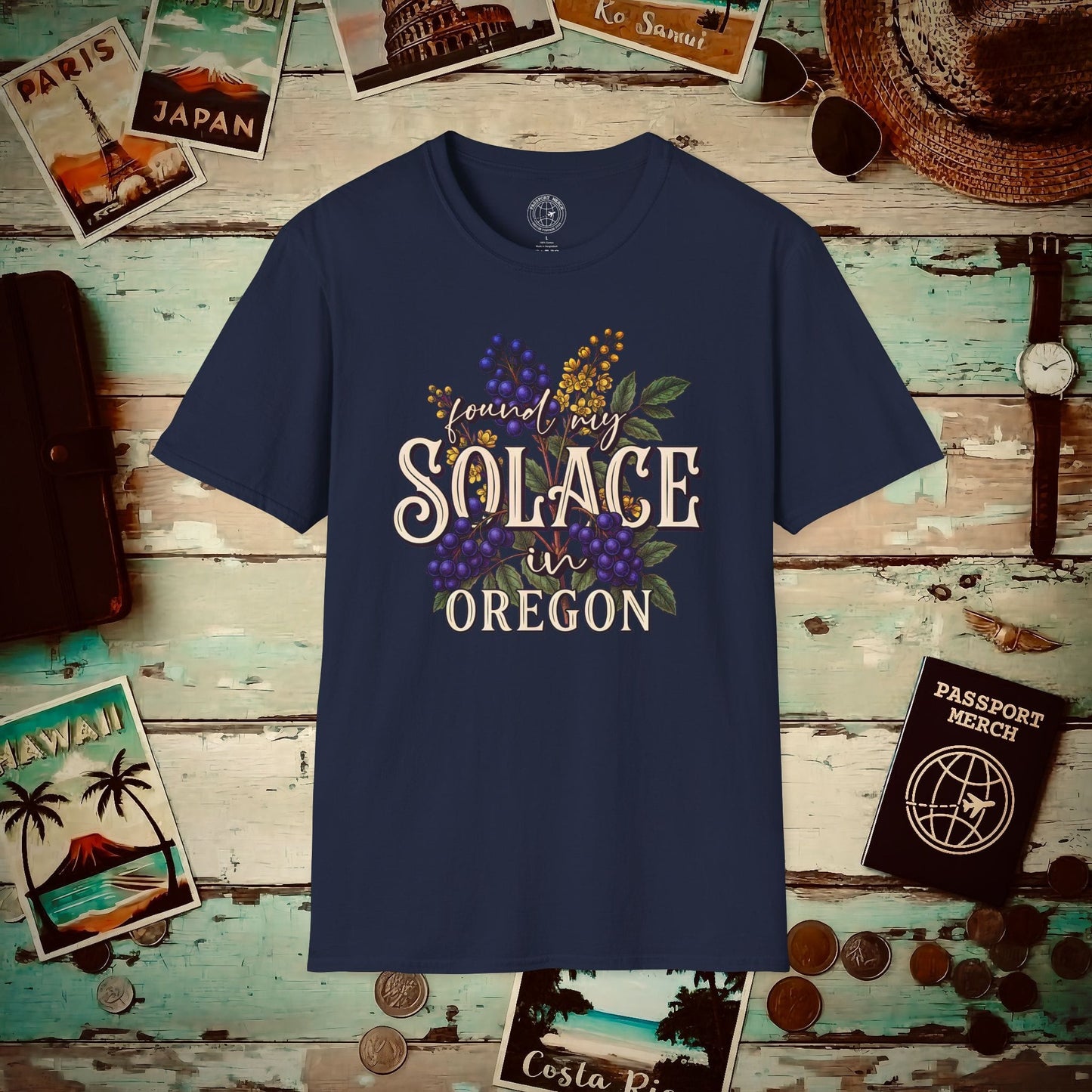 Solace in Oregon T-Shirt Navy / S