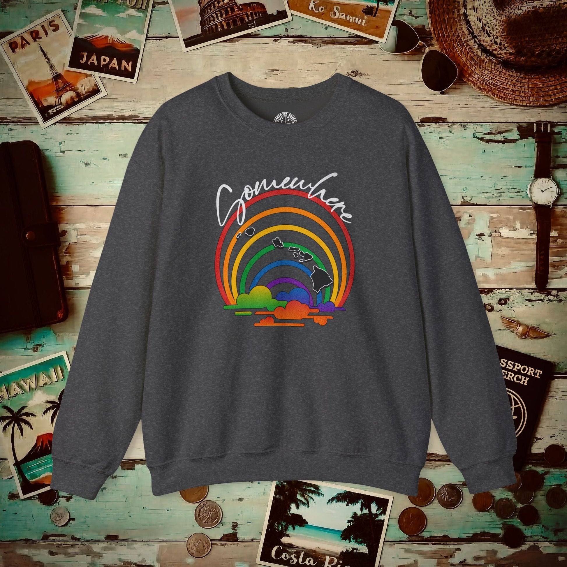 Somewhere Over the Rainbow Hawaii Crewneck Dark Heather / S