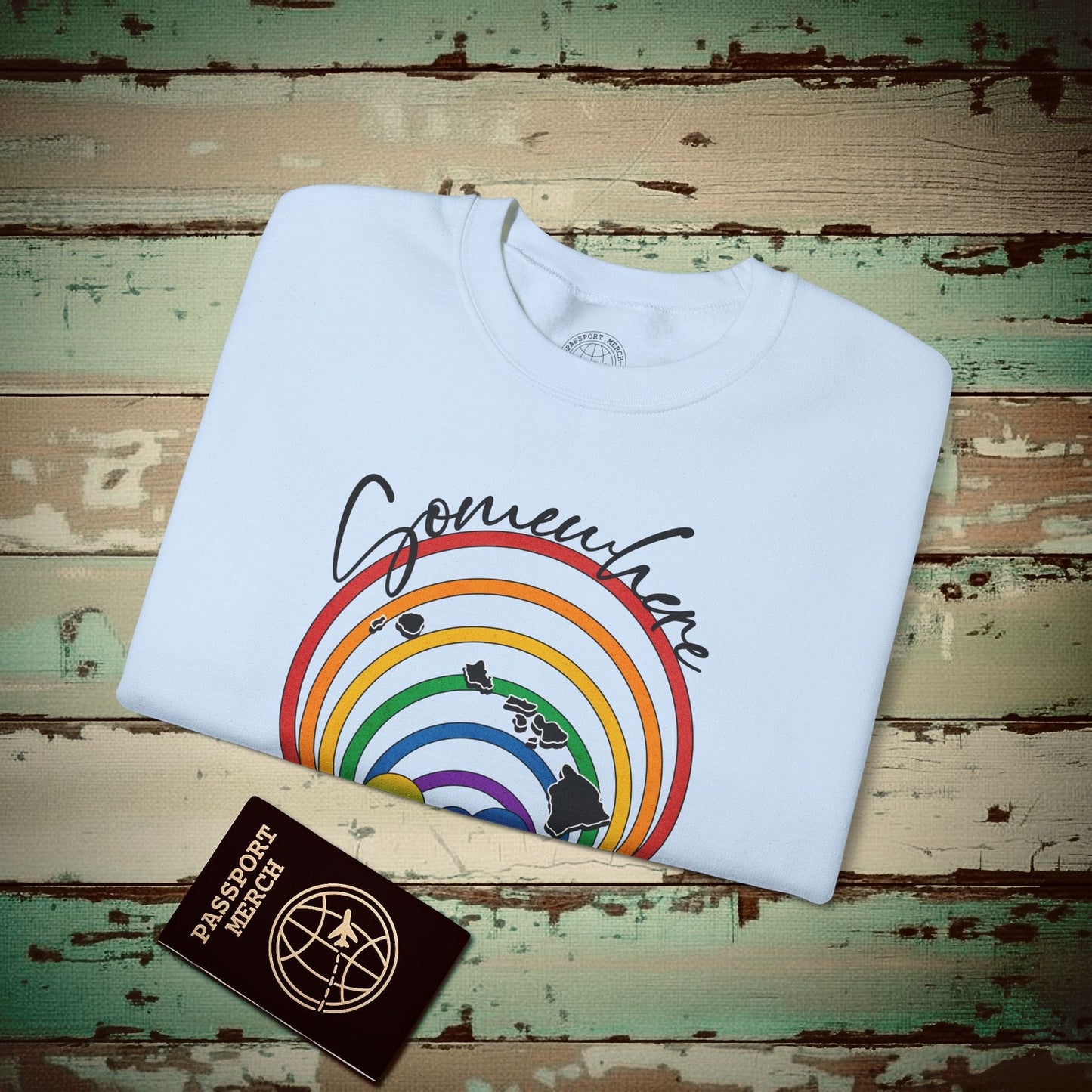 Somewhere Over the Rainbow Hawaii Crewneck Light Blue / S