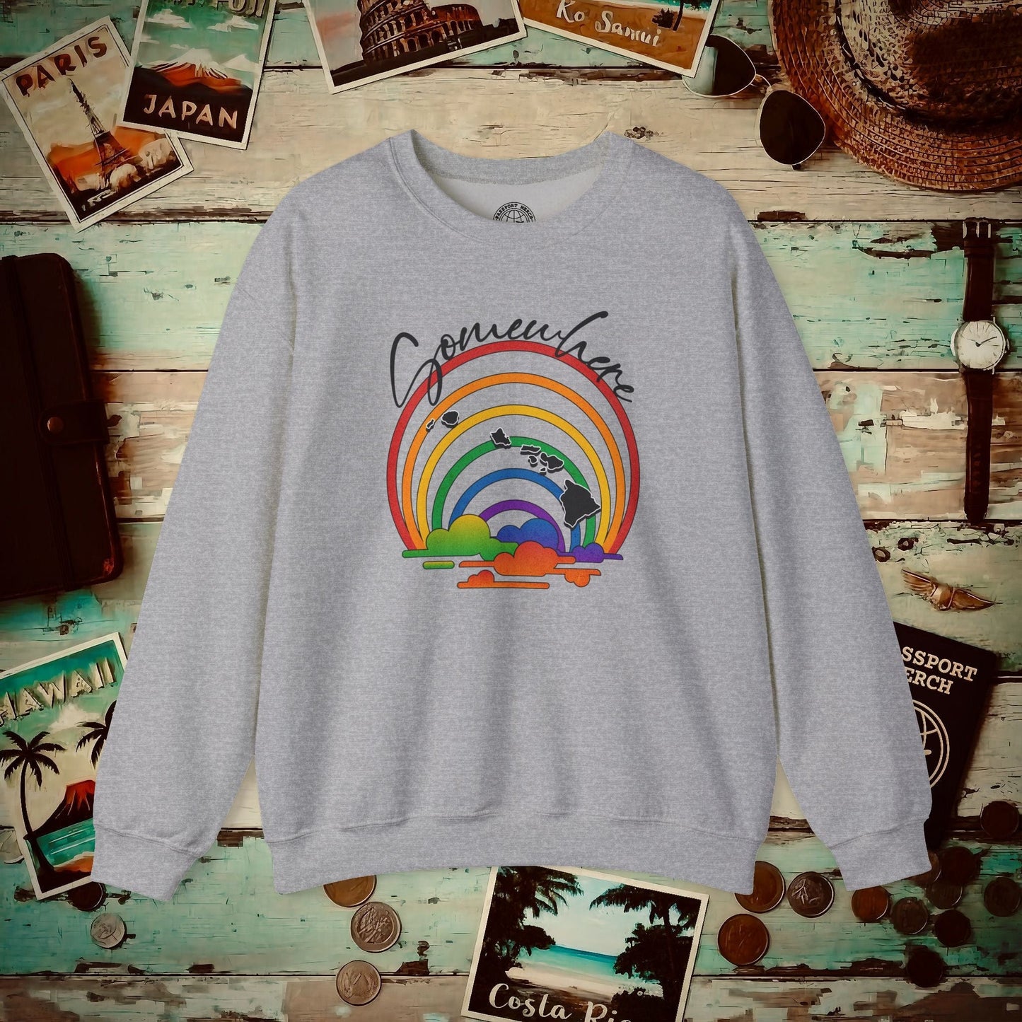 Somewhere Over the Rainbow Hawaii Crewneck Sport Grey / S
