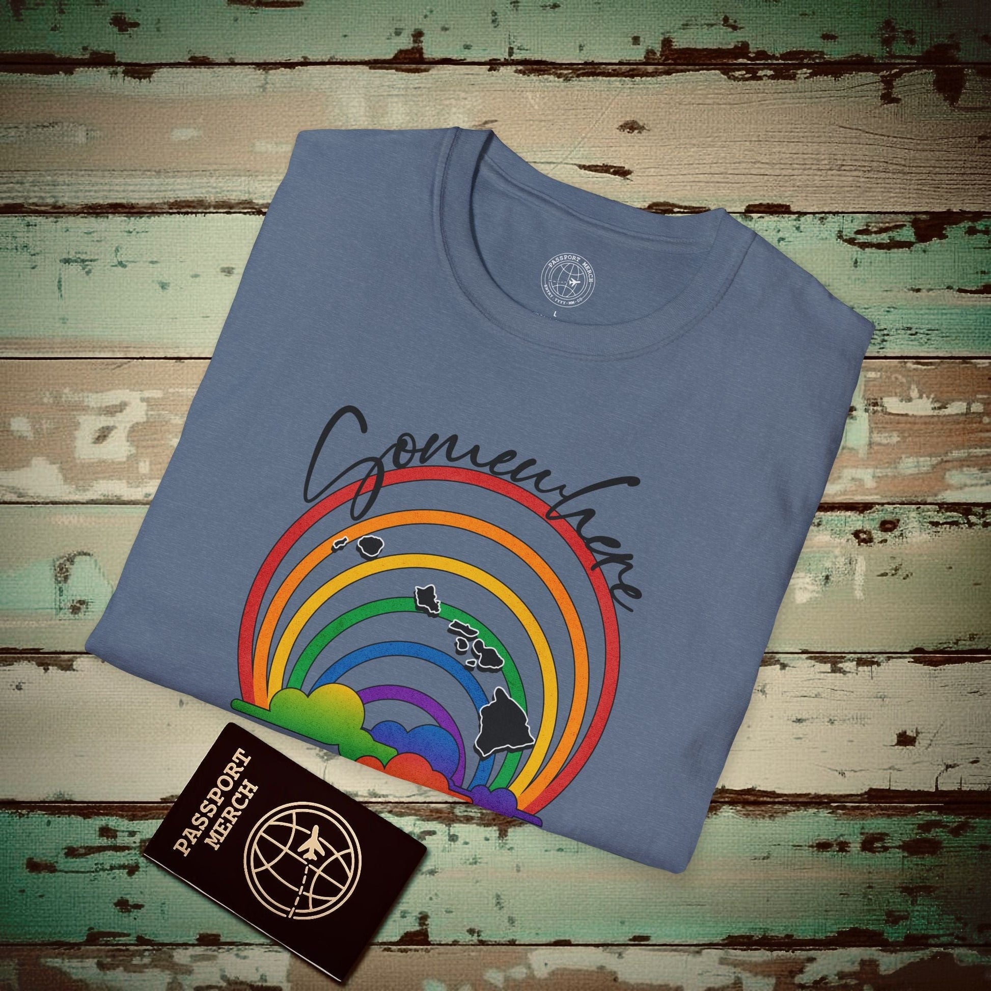 Somewhere Over the Rainbow Hawaii T-Shirt Heather Indigo / S