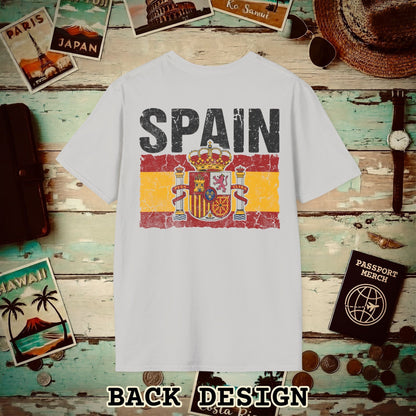 Spain Vintage Flag Back Print T-Shirt Ice Grey / S