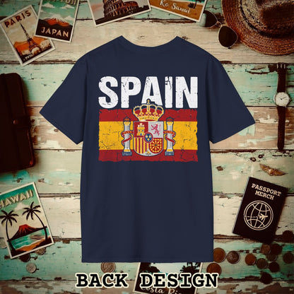 Spain Vintage Flag Back Print T-Shirt Navy / S