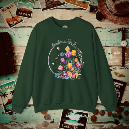 Springtime is Tulip Time in Holland (Europe & Michigan) Crewneck Forest Green / S