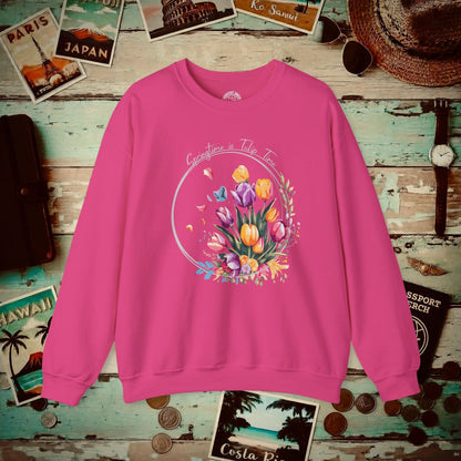 Springtime is Tulip Time in Holland (Europe & Michigan) Crewneck Heliconia / S