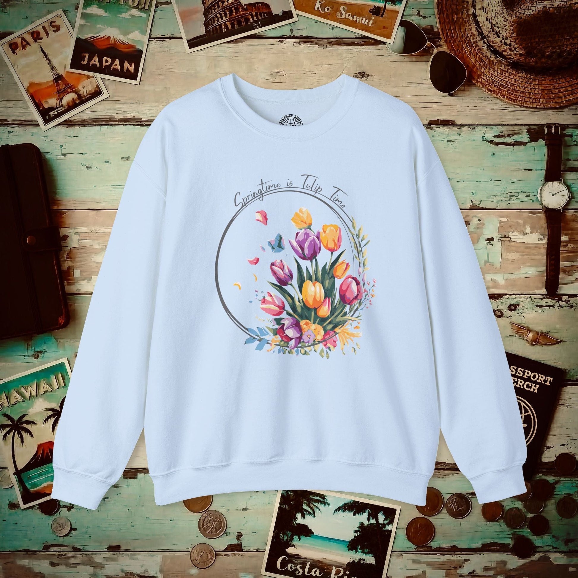 Springtime is Tulip Time in Holland (Europe & Michigan) Crewneck Light Blue / S