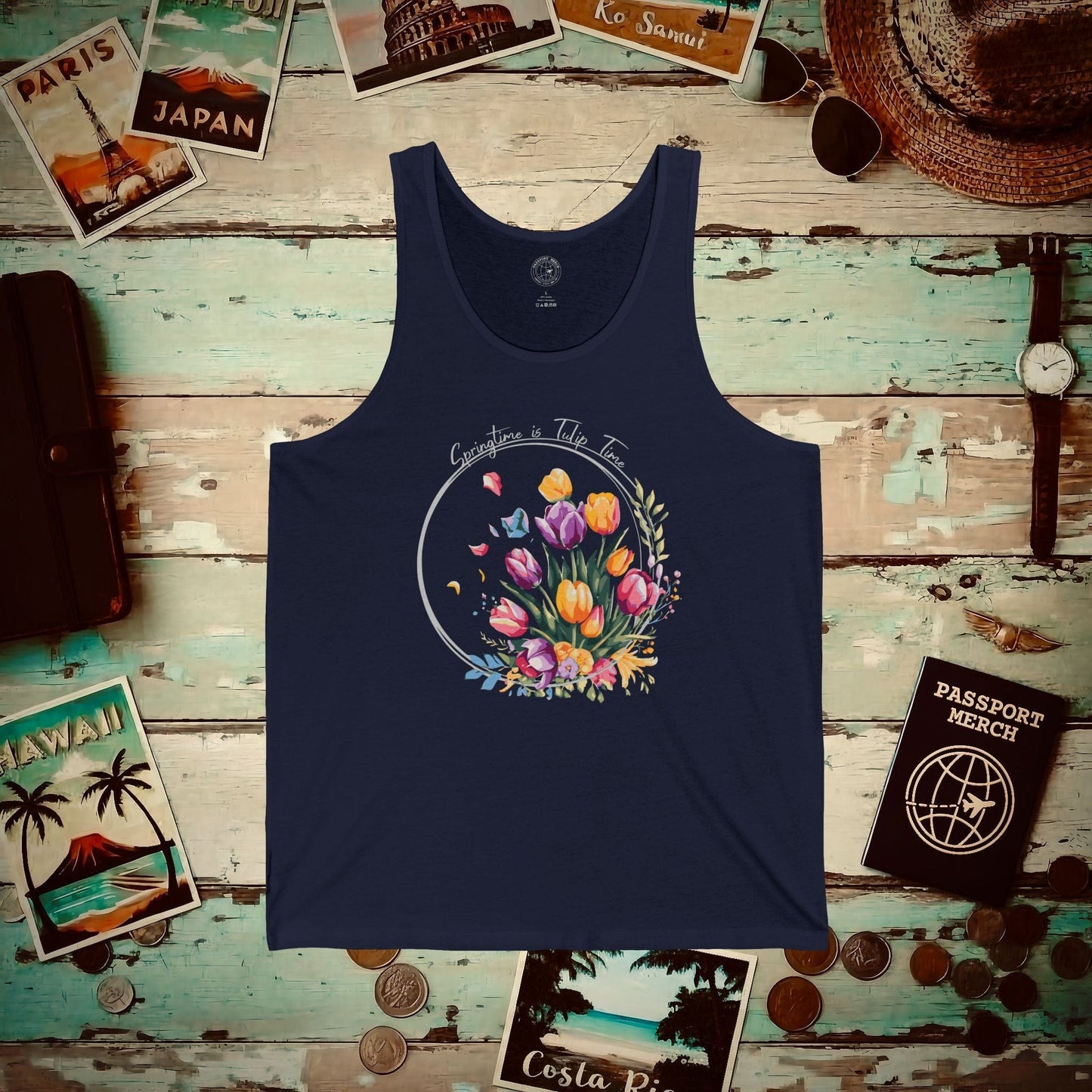 Springtime is Tulip Time in Holland (Europe & Michigan) Tank Top Navy / XS