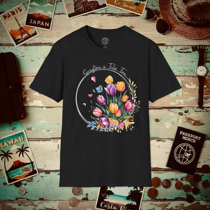 Springtime is Tulip Time in Holland T-Shirt Black / S