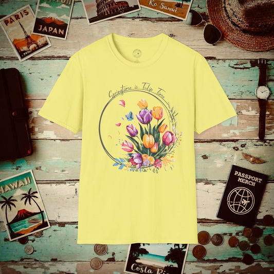 Springtime is Tulip Time in Holland T-Shirt Cornsilk / S