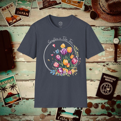 Springtime is Tulip Time in Holland T-Shirt Heather Navy / S