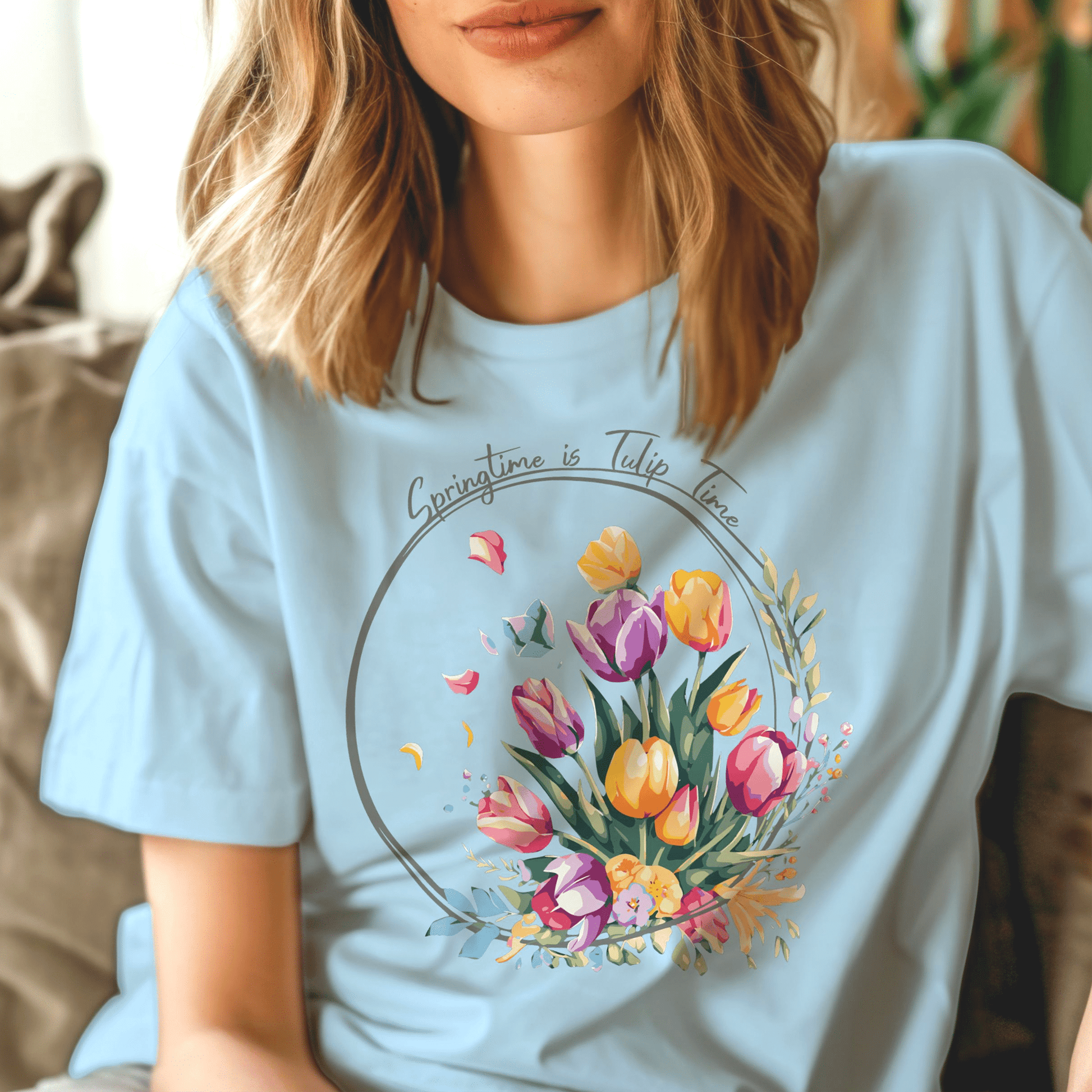 Springtime is Tulip Time in Holland T-Shirt Light Blue / S