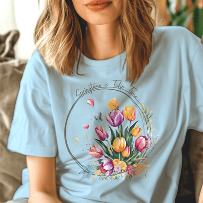 Springtime is Tulip Time in Holland T-Shirt Light Blue / S