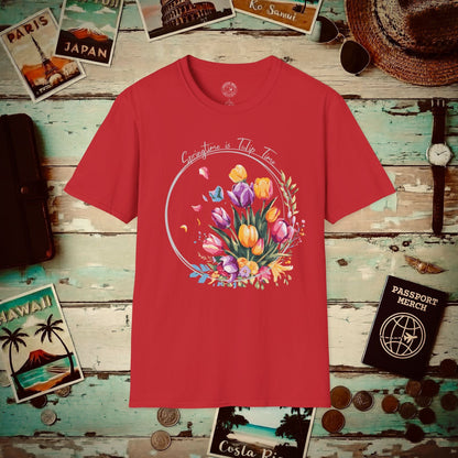 Springtime is Tulip Time in Holland T-Shirt Red / S