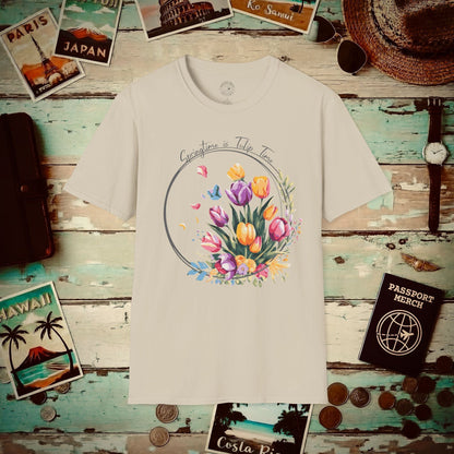 Springtime is Tulip Time in Holland T-Shirt Sand / S