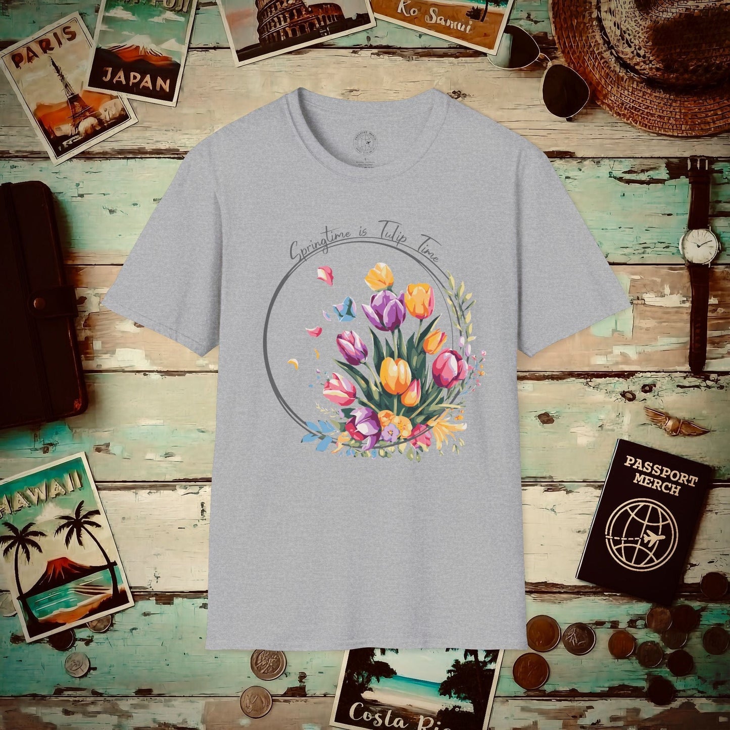 Springtime is Tulip Time in Holland T-Shirt Sport Grey / S