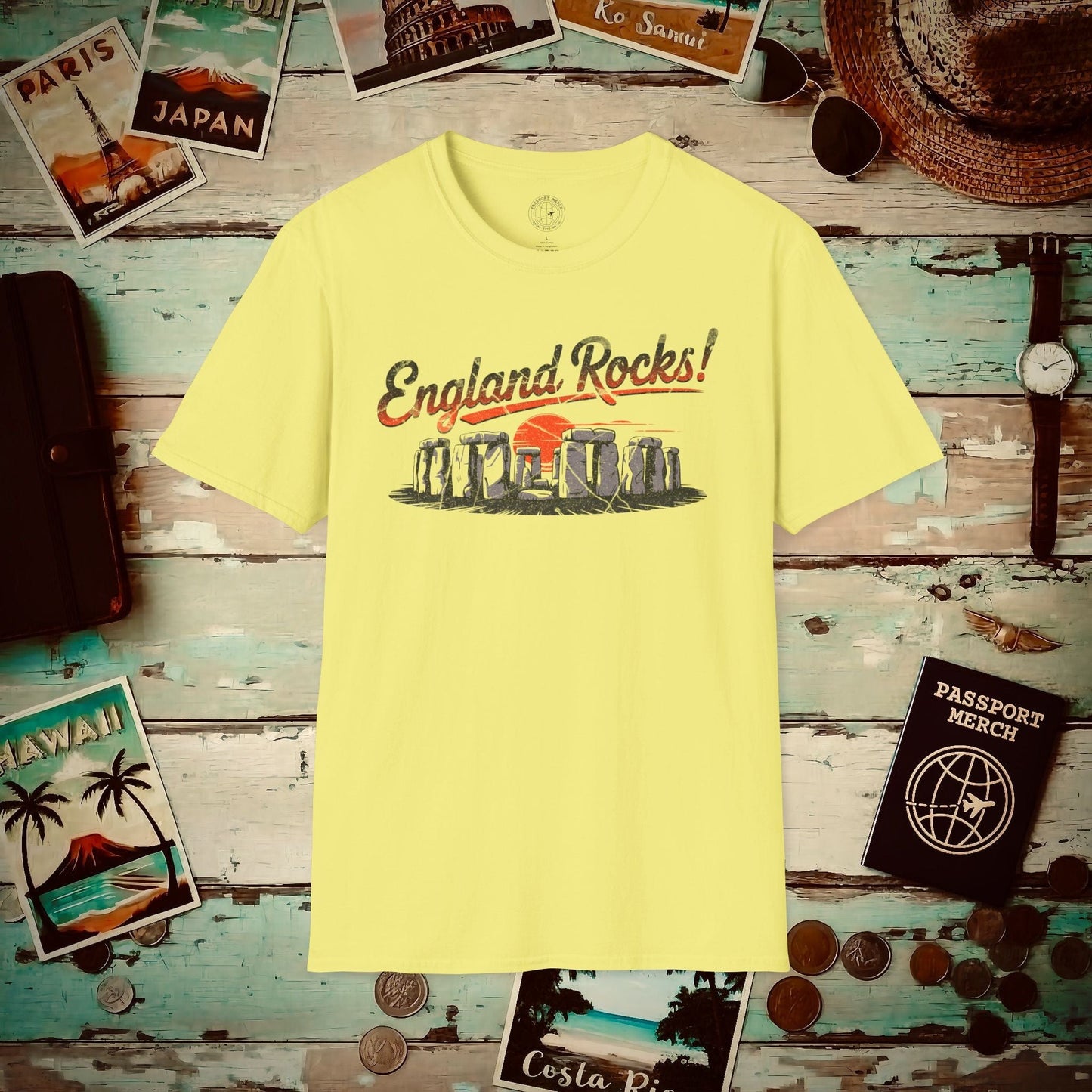 Stonehenge - England Rocks! T-Shirt Cornsilk / S