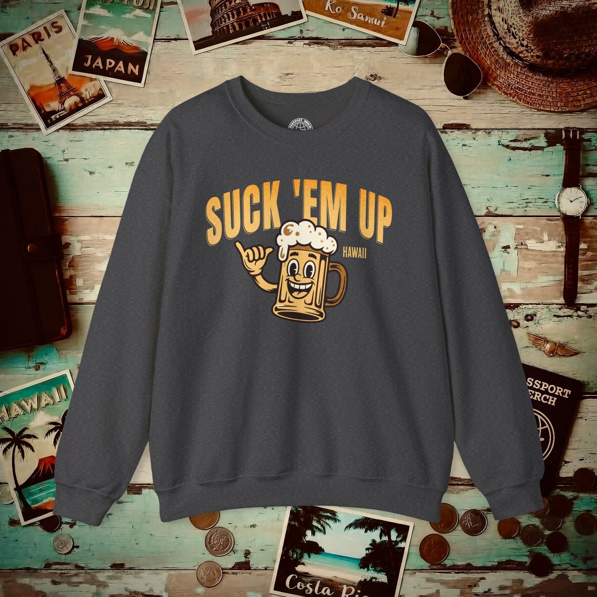 Suck 'Em Up, Hawaii Crewneck Dark Heather / S