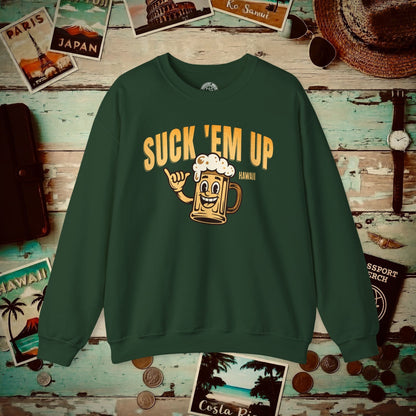 Suck 'Em Up, Hawaii Crewneck Forest Green / S
