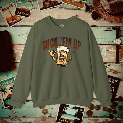 Suck 'Em Up, Hawaii Crewneck Military Green / S