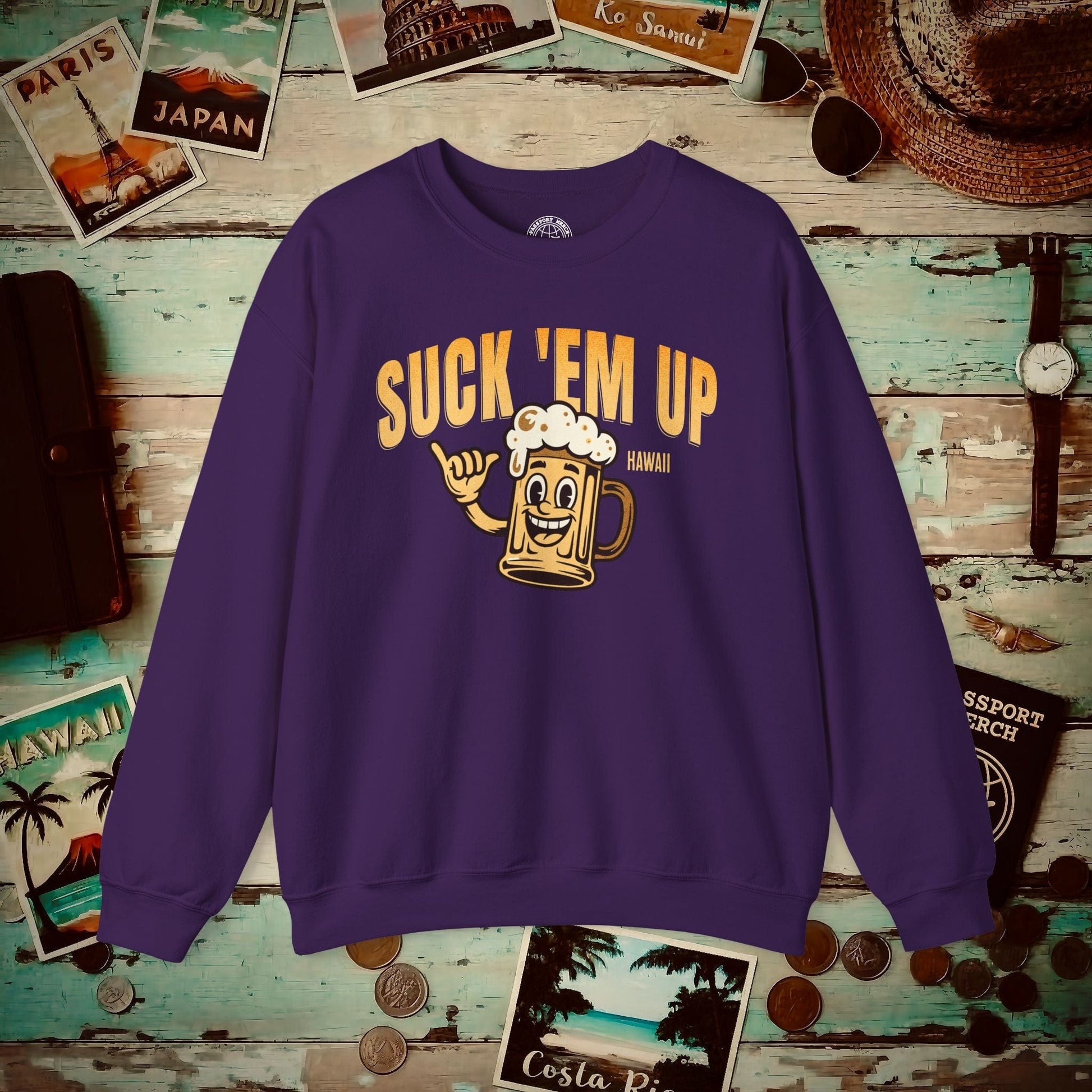 Suck 'Em Up, Hawaii Crewneck Purple / S