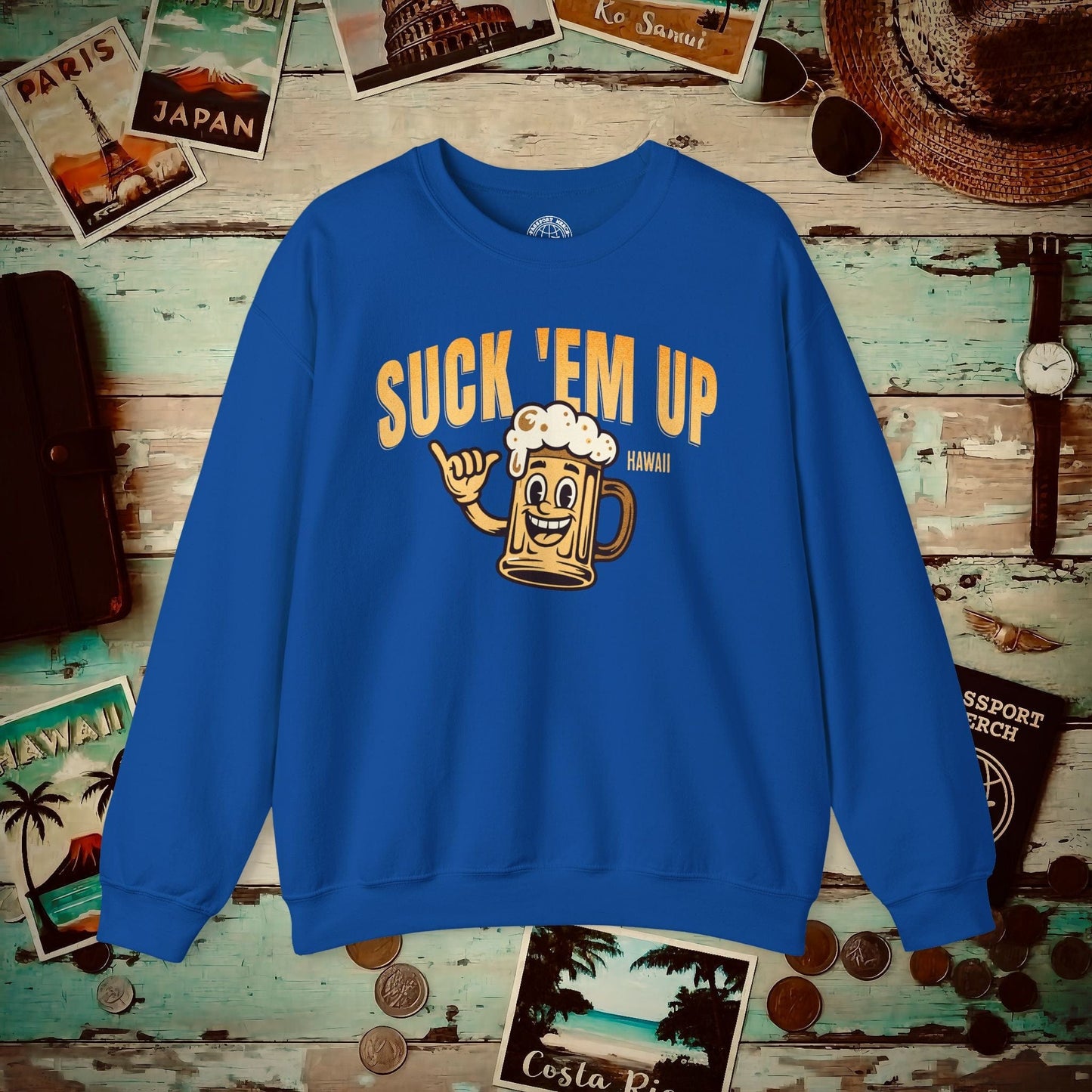 Suck 'Em Up, Hawaii Crewneck Royal / S