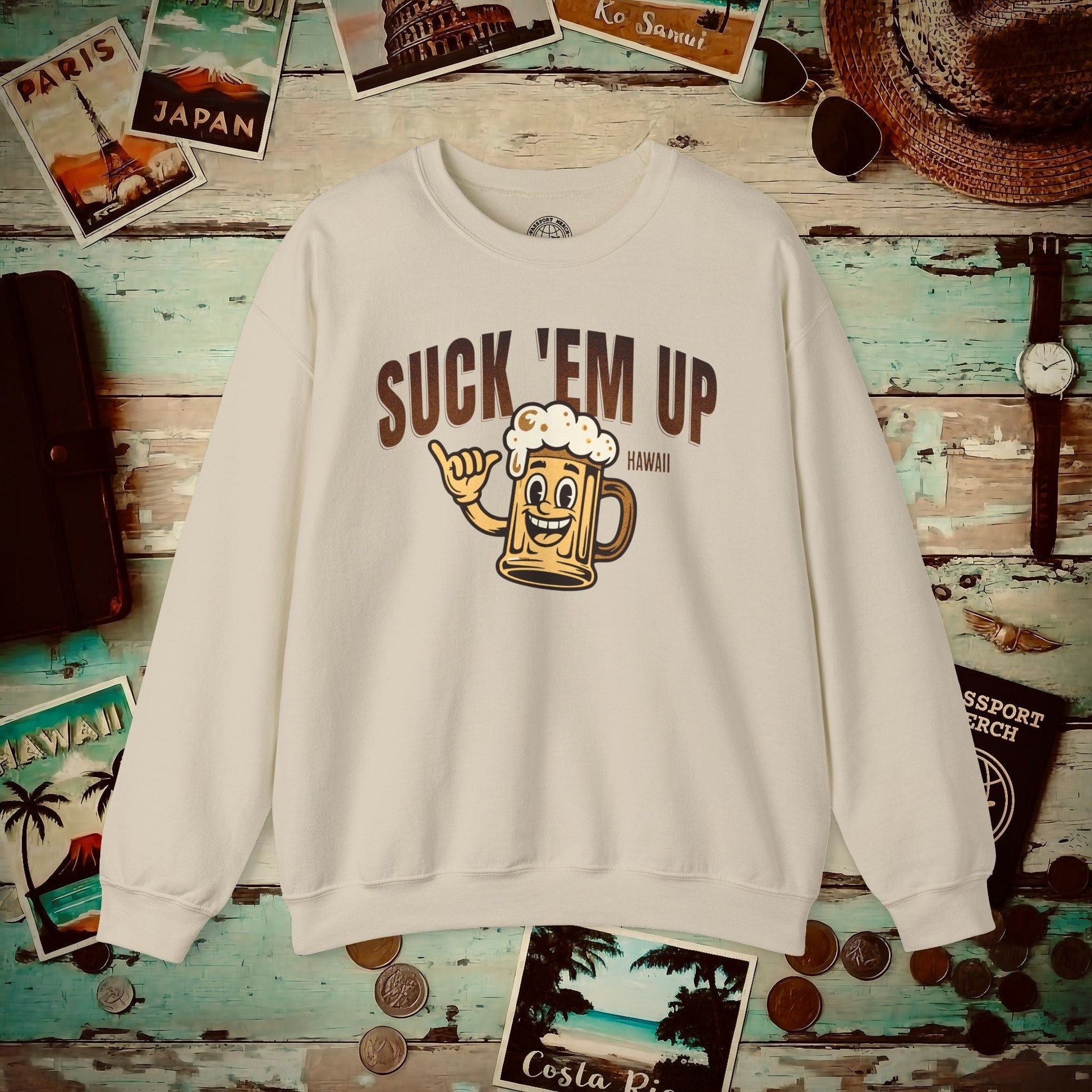 Suck 'Em Up, Hawaii Crewneck Sand / S