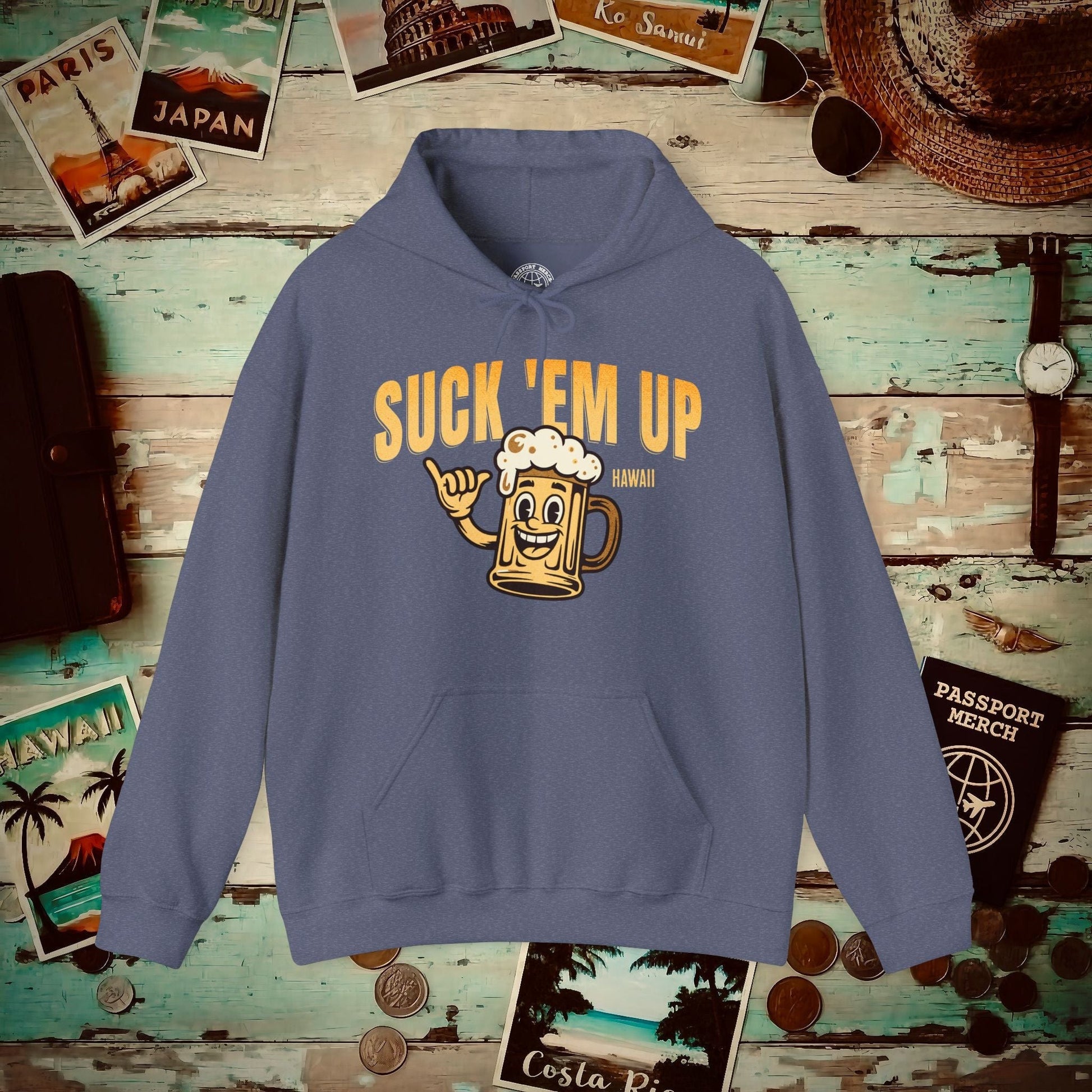 Suck 'Em Up, Hawaii Hoodie Heather Navy / S