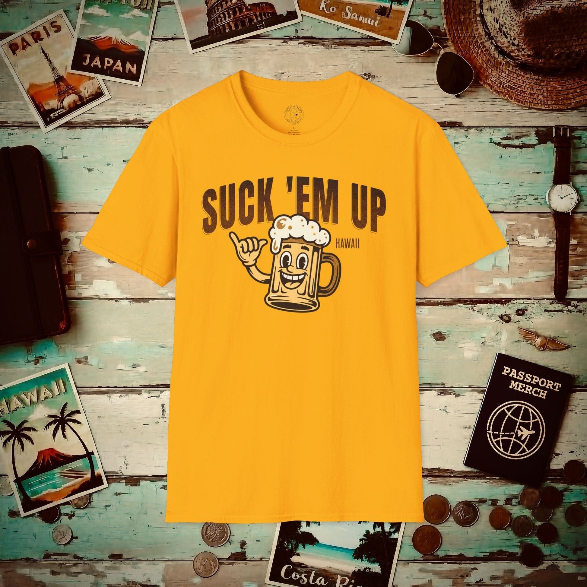 Suck 'Em Up, Hawaii T-Shirt Gold / S