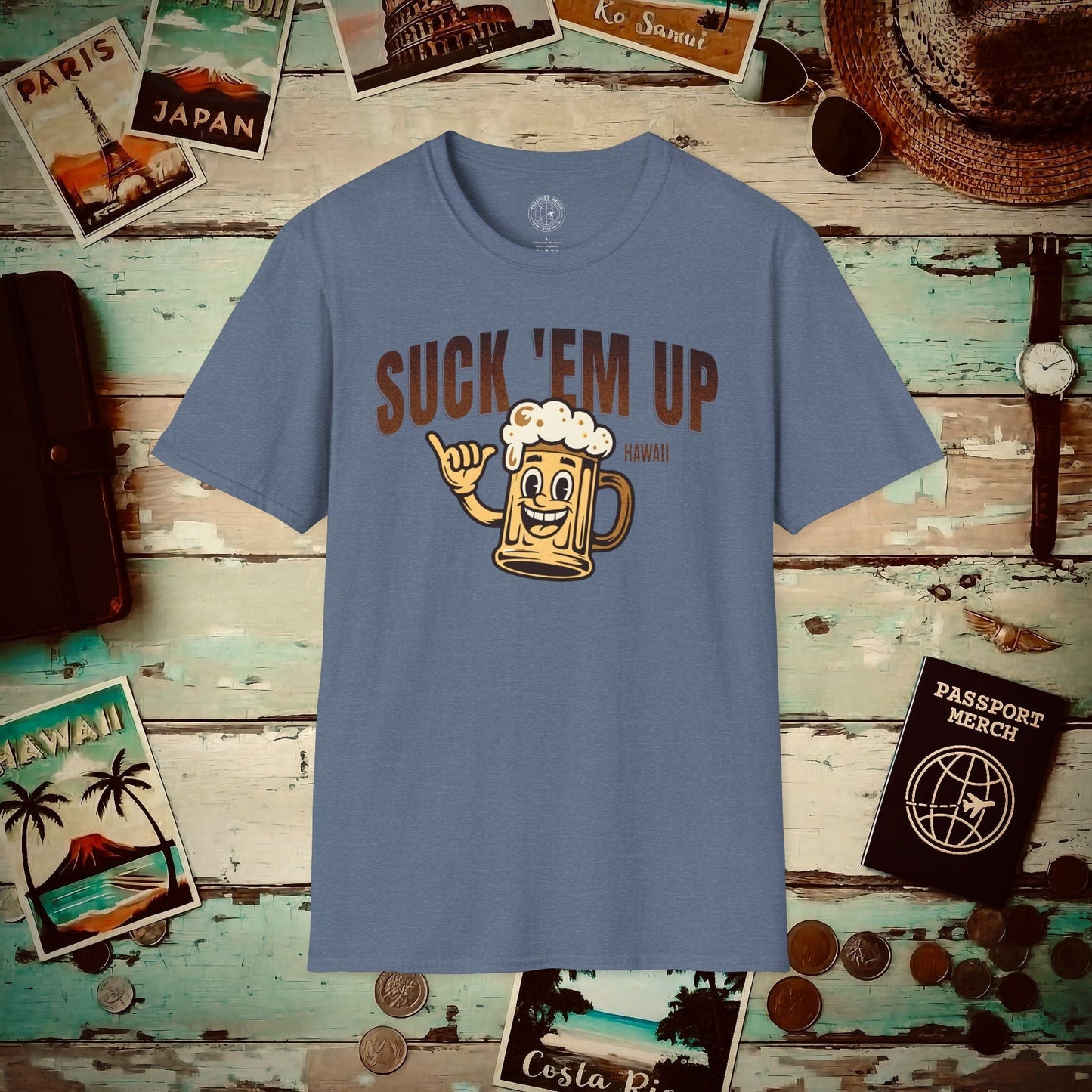 Suck 'Em Up, Hawaii T-Shirt Heather Indigo / S