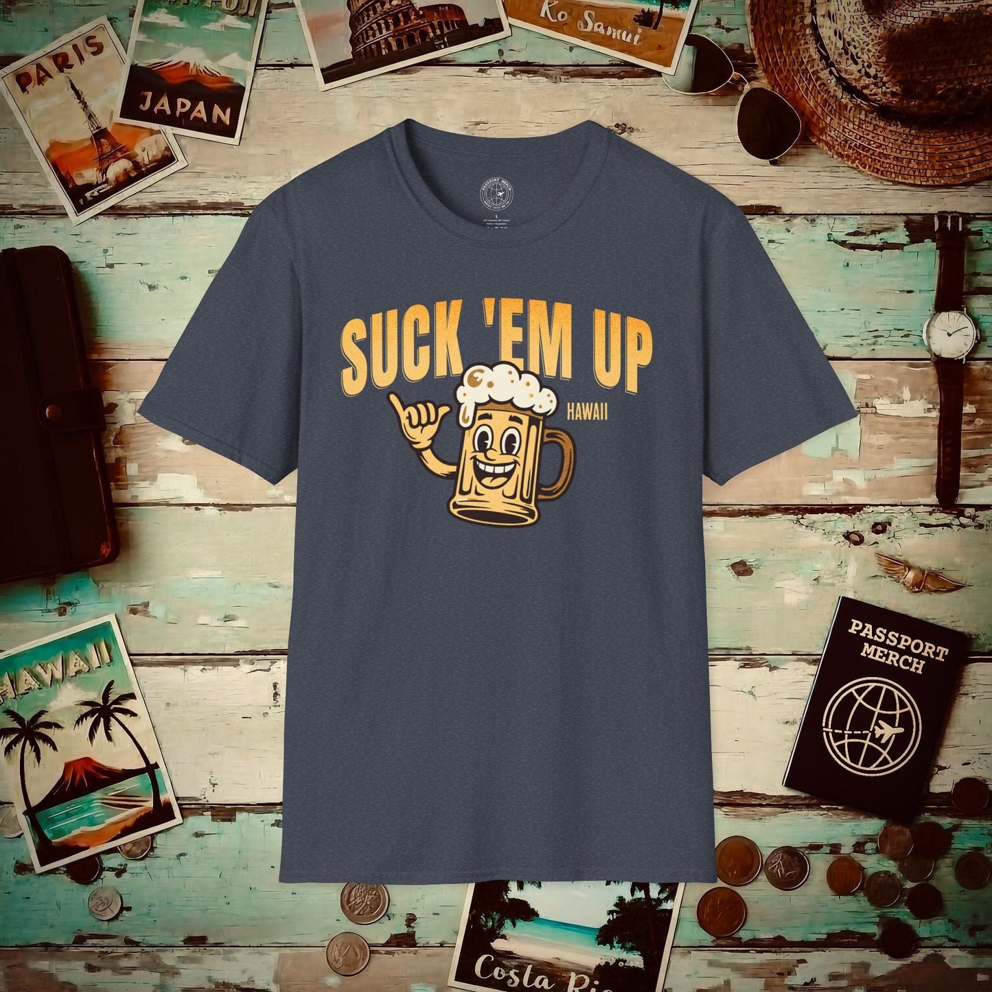 Suck 'Em Up, Hawaii T-Shirt Heather Navy / S