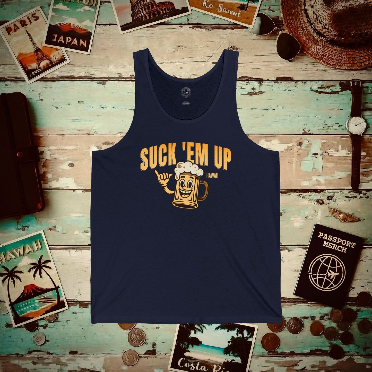 Suck 'Em Up, Hawaii Tank Top Navy / XS