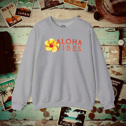 Sun-Kissed Hibiscus Aloha Vibes, Hawaii Crewneck Sport Grey / S