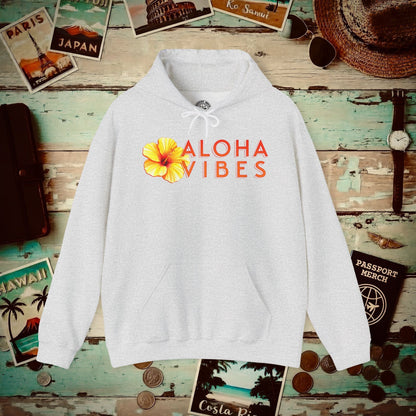 Sun-Kissed Hibiscus Aloha Vibes, Hawaii Hoodie Ash / S