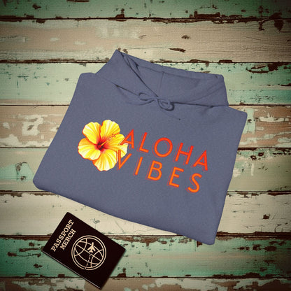 Sun-Kissed Hibiscus Aloha Vibes, Hawaii Hoodie Heather Navy / S
