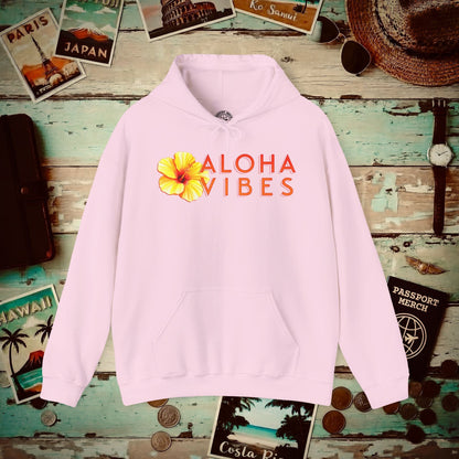 Sun-Kissed Hibiscus Aloha Vibes, Hawaii Hoodie Light Pink / S