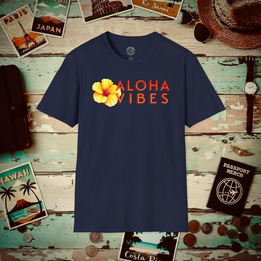 Sun-Kissed Hibiscus Aloha Vibes, Hawaii T-Shirt Navy / S