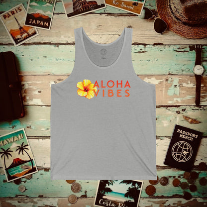 Sun-Kissed Hibiscus Aloha Vibes, Hawaii Tank Top Athletic Heather / XS