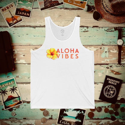 Sun-Kissed Hibiscus Aloha Vibes, Hawaii Tank Top White / XS