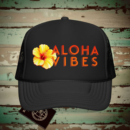 Sun-Kissed Hibiscus Aloha Vibes, Hawaii Trucker Hat Black / One size
