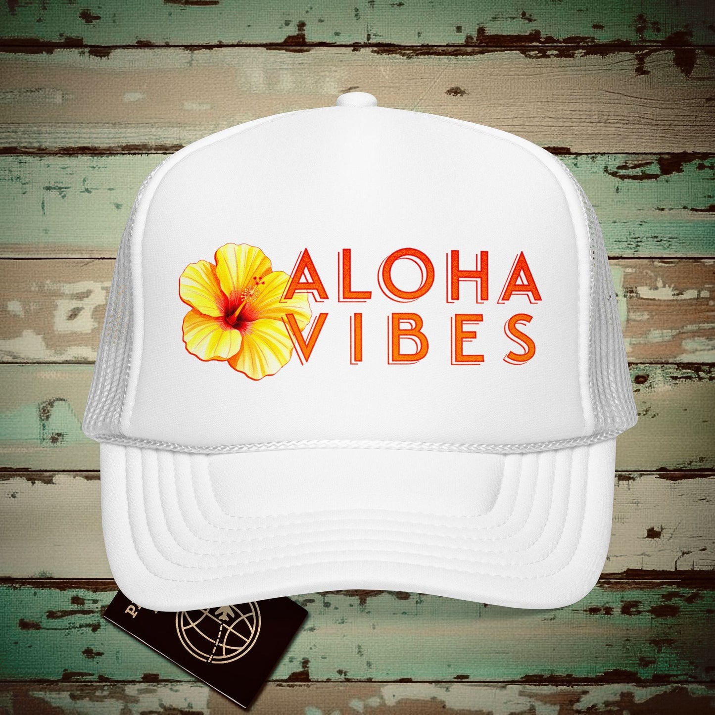 Sun-Kissed Hibiscus Aloha Vibes, Hawaii Trucker Hat White / One size
