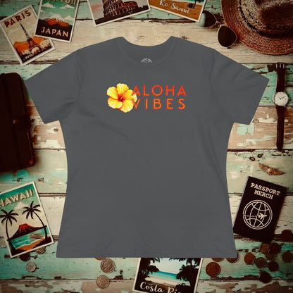 Sun-Kissed Hibiscus Aloha Vibes, Hawaii, Womens Fit T-Shirt Asphalt / S