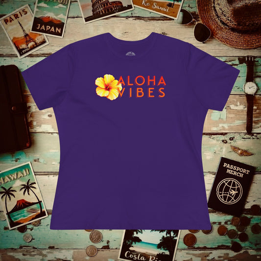 Sun-Kissed Hibiscus Aloha Vibes, Hawaii, Womens Fit T-Shirt Team Purple / S