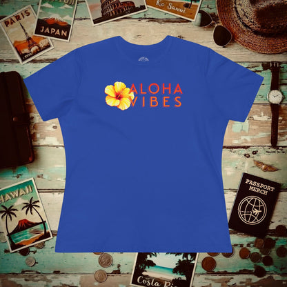 Sun-Kissed Hibiscus Aloha Vibes, Hawaii, Womens Fit T-Shirt True Royal / S
