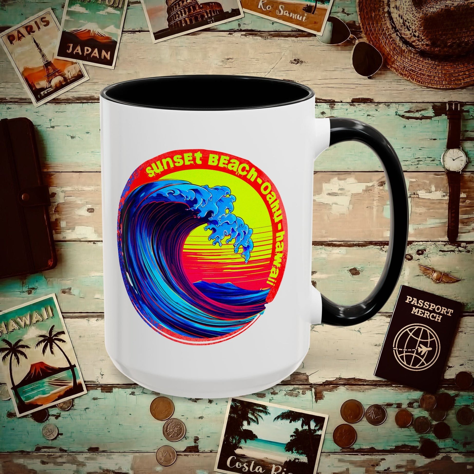 Sunset Beach Oahu, Hawaii 15oz Mug Black / 15oz