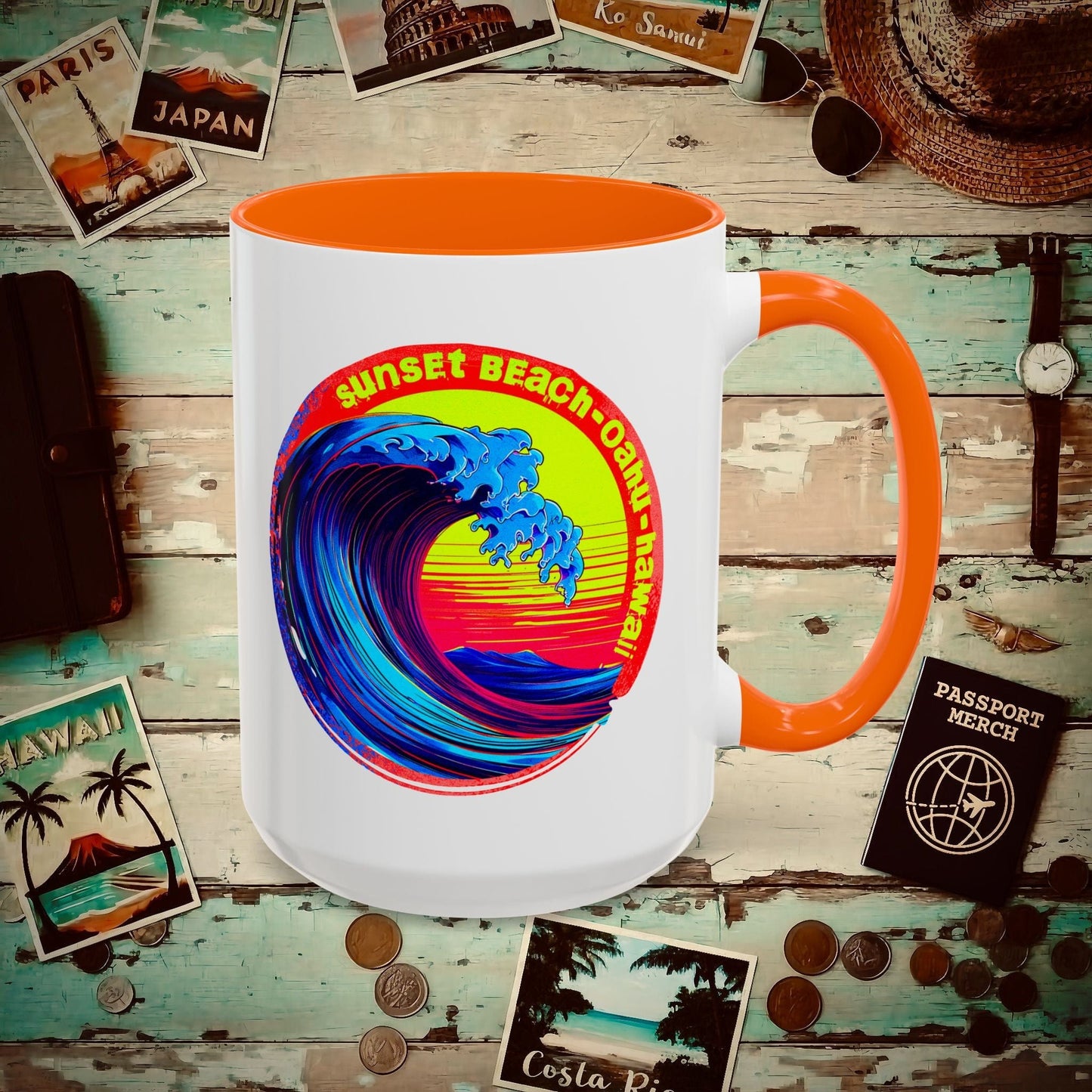 Sunset Beach Oahu, Hawaii 15oz Mug Orange / 15oz