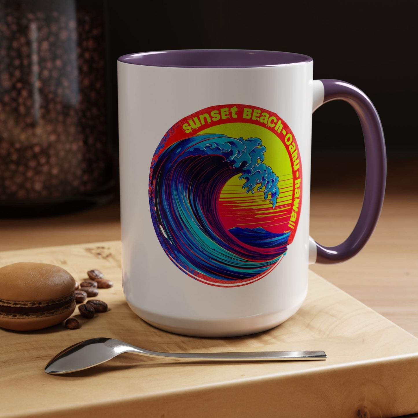 Sunset Beach Oahu, Hawaii 15oz Mug Purple / 15oz